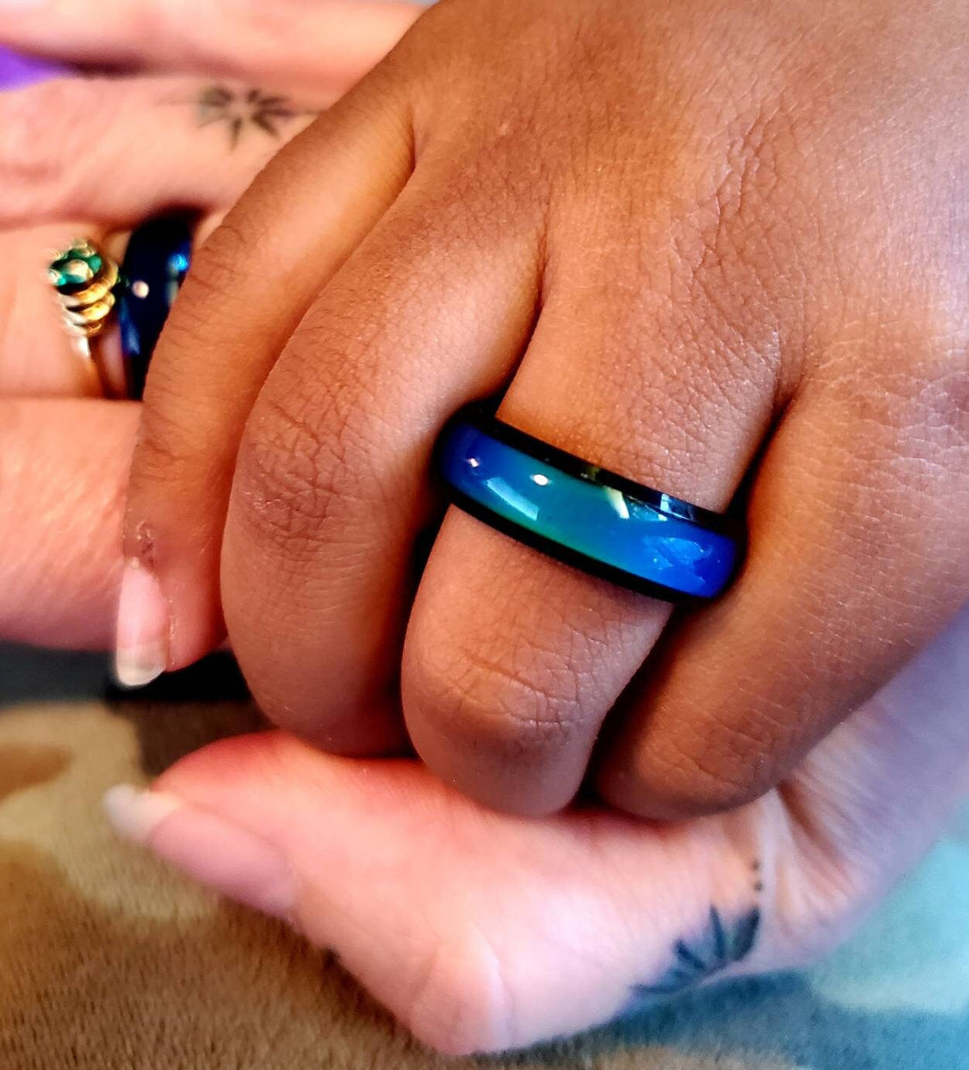 MOOD RING Titanium . . Rose Gold or Black Finish Happy Hippie