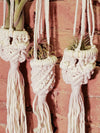 Handmade Macrame Hanger .+*+. Wooden Ring - Breathable Nest! .+*+. Fits Smaller plants!
